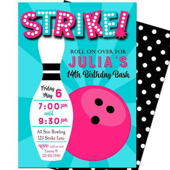 Bowling Invitation Printable or Printed with FREE cricut design